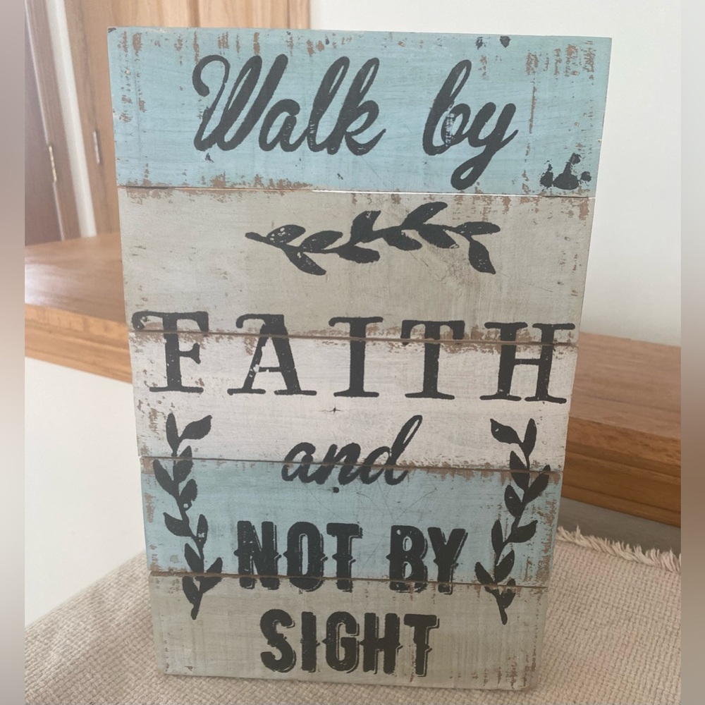 Rustic Blue and White Faith Wall Decor